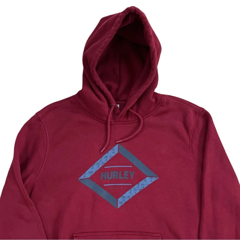 Hurley Men's Deep‎ Red Soft Graphic Hoodie Size Large